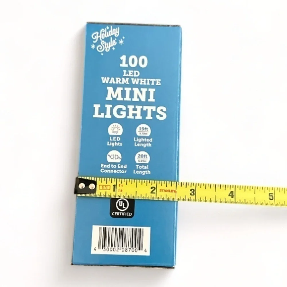 NWT Warm White Mini LED Lights - 20ft String Lights 100 Mini Bulbs- White String